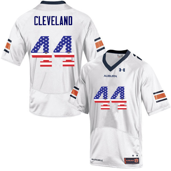 Men #44 Rawlins Cleveland Auburn Tigers USA Flag Fashion College Football Jerseys-White - Click Image to Close